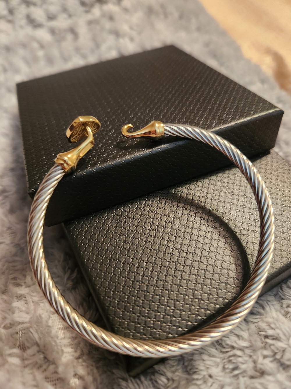 Heart Pave Cable Bracelet - Silver And Goldtone. - Picture 3 of 8